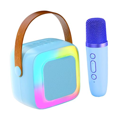 Harilla Mini-Karaoke-Maschine mit Mikrofon für Mädchen und Jungen, tragbarer Lautsprecher, Musik-Player, Spielzeug für Outdoor-Camping, Unterhaltung zu Hause, Blau von Harilla