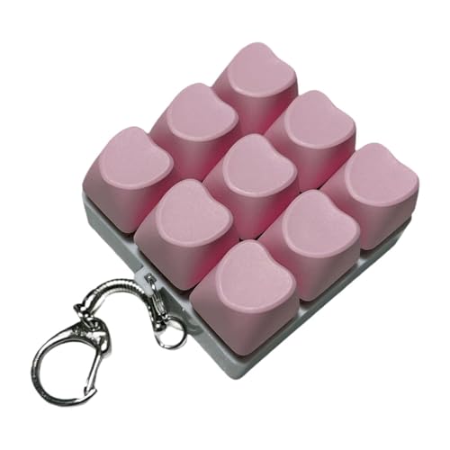 Harilla Mini-Schlüsselbund mit 9 Tasten, Fingerspielzeug, Klickspielzeug, vielseitig, für Personen über 15 Jahre, Geschenke für Zappeln mit Tasten, Rosa von Harilla