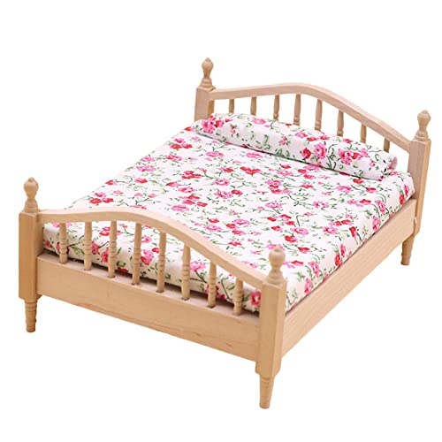 Harilla Miniatur Bett Modell für Puppenhaus - Kreatives Design!, Holzfarbe und Rosa Harilla Miniatur Bett Modell für Puppenhaus - Kreatives Design!, Holzfarbe und Rosa von Harilla