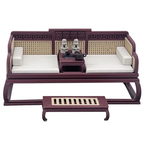 Harilla Miniatur Chinesisches Bett Modell Puppenhausmöbel Maßstab 1:12 Dekoratives Mini-Accessoire Szene Rollenspiel Spielzeug von Harilla