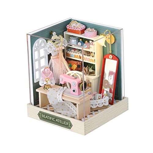 Harilla Miniatur-Puppenhaus-Kits, Puzzles, DIY-Bastelarbeiten mit Lichtern, Modell, Holz-Puppenhaus-Modell für Erwachsene und Kinder, Glücksstudio von Harilla
