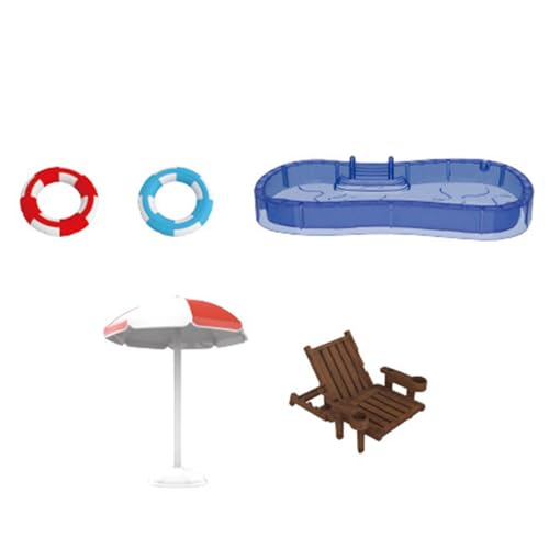 Harilla Miniatur-Puppenhaus-Schwimmbecken-Set, Mikrolandschaft, einschließlich Schwimmbad, Sonnenschirm, Stuhl und Schwimmzubehör Harilla Miniatur-Puppenhaus-Schwimmbecken-Set, Mikrolandschaft, einschließlich Schwimmbad, Sonnenschirm, Stuhl und Schwimmzubehör von Harilla