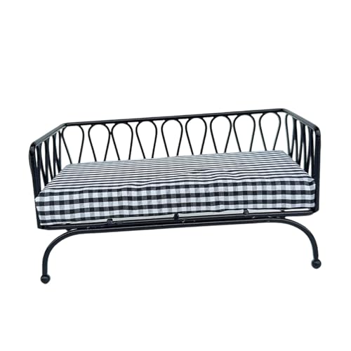 Harilla Miniatur-Sofa, Puppenhaus-Couch, Fotografie-Requisiten, Dekoration, Rollenspiel, Puppensofa, klassisches Zubehör, realistischer Metallstuhl, Schwarz Harilla Miniatur-Sofa, Puppenhaus-Couch, Fotografie-Requisiten, Dekoration, Rollenspiel, Puppensofa, klassisches Zubehör, realistischer Metallstuhl, Schwarz von Harilla