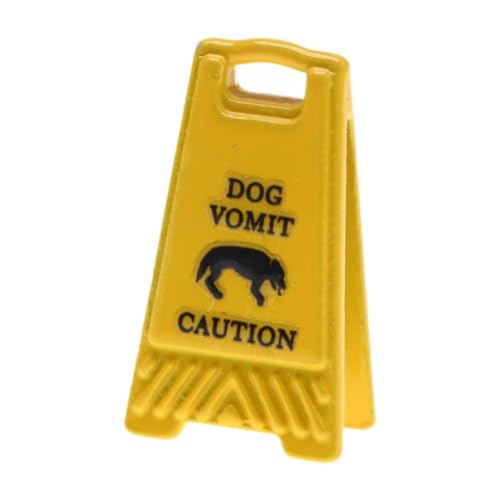 Harilla Miniaturwarnschild Puppenhauszubehör Gelbe Legierung 1 Zoll Miniboden Vorsichtsschild für Puppenhaus DIY Miniaturszene, Hund Erbrochenes von Harilla