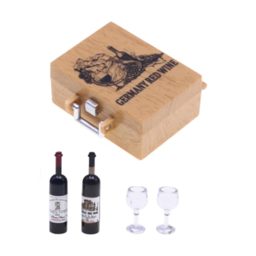 Harilla Miniaturweinflaschen und Gläser dekorative Gegenstände mit Hülle vorgetäuscht Spiel Simulation Mini Goblets Dollhouse Dekor Rotwein, Deutschland von Harilla
