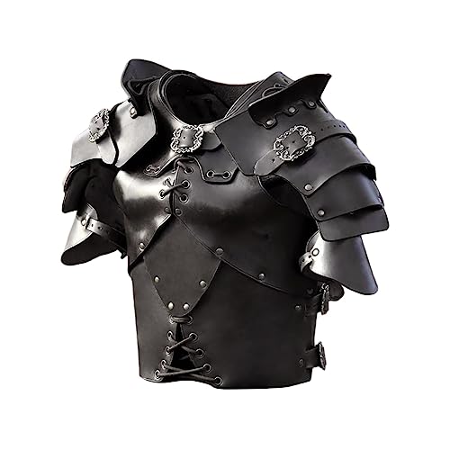 Harilla Mittelalterlicher Brustpanzer, Körperpanzer, PU-Lederweste, geprägt, Cosplay, Ritter, Steampunk, LARP, Party, Cosplay, Zubehör, Brustpanzer, Schwarz Harilla Mittelalterlicher Brustpanzer, Körperpanzer, PU-Lederweste, geprägt, Cosplay, Ritter, Steampunk, LARP, Party, Cosplay, Zubehör, Brustpanzer, Schwarz von Harilla