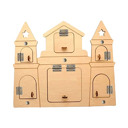 Harilla Montessori-Holz-Beschäftigungsbrett-Zubehör für die Entwicklung der Feinmotorik, Spielzeug, frühes Lernspielzeug, tragbar, Geburtstagsgeschenk, Schloss von Harilla