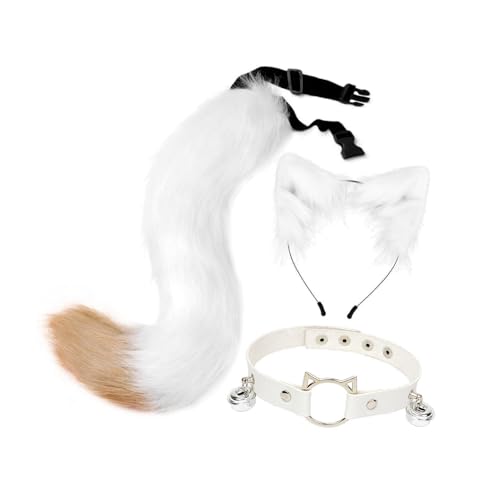Harilla Ohrenkragen und Schwanz-Set, Kopfbedeckung, Cosplay für Halloween, Party, Urlaub, Karneval, Weiß Harilla Ohrenkragen und Schwanz-Set, Kopfbedeckung, Cosplay für Halloween, Party, Urlaub, Karneval, Weiß von Harilla