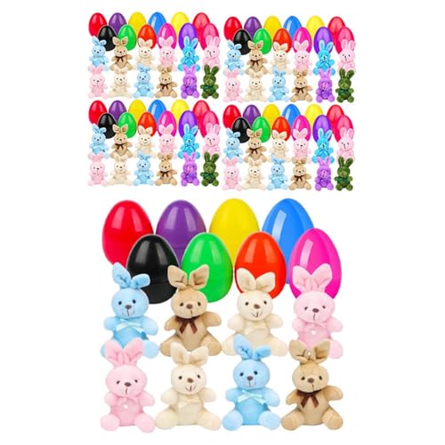 Harilla Osterei und Plüsch Spielzeugset Party Requisiten Dekorative Haushaltsurlaubsschmuckgeschenk Geschenk Schmuck Ostern Dekoration, 56 Set von Harilla