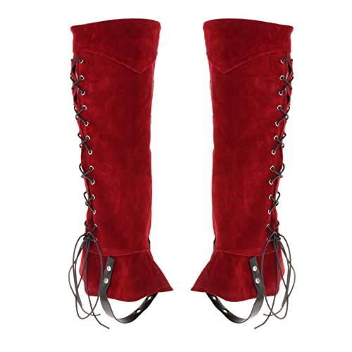 Harilla Piraten Stiefelstulpen Steampunk Kunstleder Kostümzubehör Piraten Stiefelstulpen Schuhüberzug Mittelalterliche Beinstulpen für Cosplay Halloween Party, Rot Harilla Piraten Stiefelstulpen Steampunk Kunstleder Kostümzubehör Piraten Stiefelstulpen Schuhüberzug Mittelalterliche Beinstulpen für Cosplay Halloween Party, Rot von Harilla
