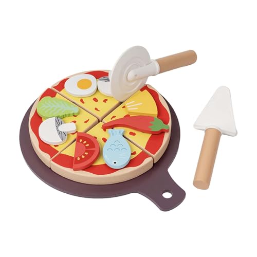 Harilla Pizza-Spielzeug aus, zum Schneiden und Servieren, mit Tablett, pädagogisches Schneide-Spiel-Lebensmittelset zum Basteln, für Partygeschenke, von Harilla
