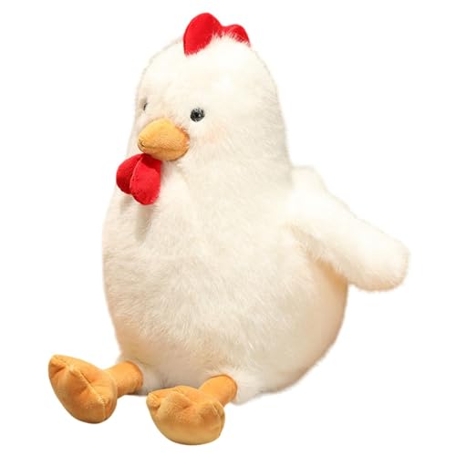 Harilla Plüsch-Hühnerspielzeug, Hühnerpuppe, entzückendes dekoratives Auto, Huhn-Stofftierspielzeug für Kinder, Kindergeschenke, Weiß von Harilla