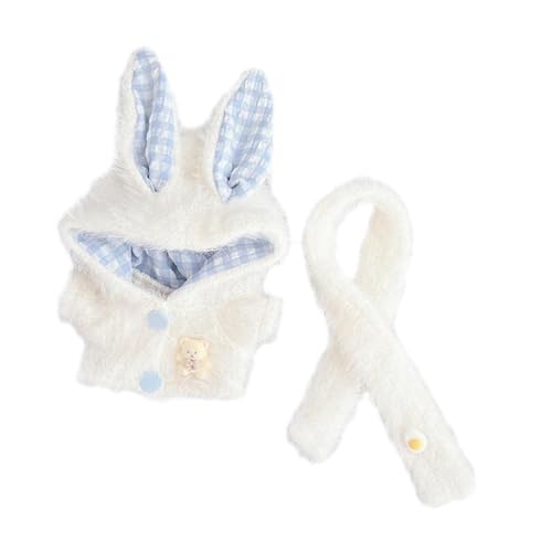 Harilla Plüsch-Puppenkleidung für 15–17 cm große Puppen, süß, Kapuzenpullover mit Schal, Stofftier-Kleidung, stilvolles weiches Puppenkostüm, Puppen-Outfit, Weiß Harilla Plüsch-Puppenkleidung für 15–17 cm große Puppen, süß, Kapuzenpullover mit Schal, Stofftier-Kleidung, stilvolles weiches Puppenkostüm, Puppen-Outfit, Weiß von Harilla
