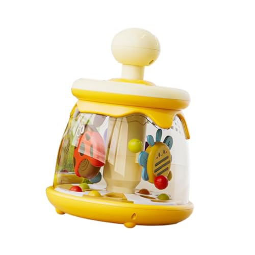 Harilla Press Carousel Spielzeug tragbare Geburtstagsgeschenke Sensorisches Aktivität Spielzeug Frühschulspielzeug für 0-1 Jahre alte Kinder, Gelb von Harilla