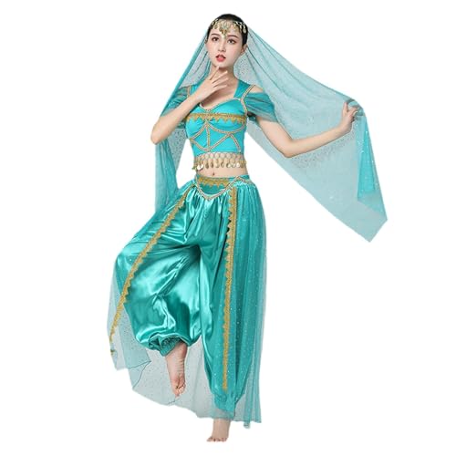 Harilla Prinzessin Kostüm Leistung Kleid für Halloween Foto Party Geburtstag Frauen, Blau Grün, XL Harilla Prinzessin Kostüm Leistung Kleid für Halloween Foto Party Geburtstag Frauen, Blau Grün, XL von Harilla