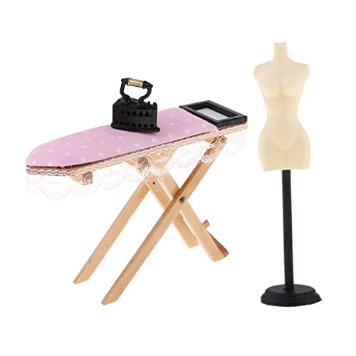 Harilla Puppen Schaufensterpuppen Ausstellungsständer & Bügelbrett Tisch Set 1:12 Puppenhaus Und Dekorations Kits von Harilla