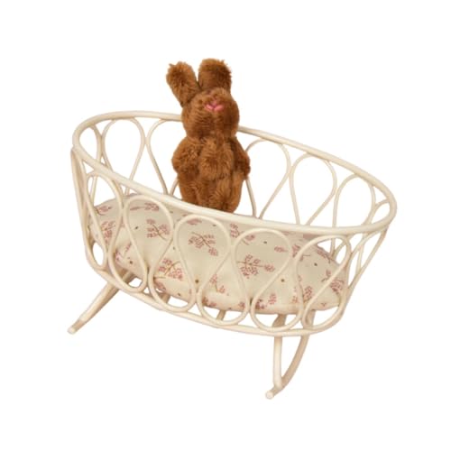 Harilla Puppenhaus-Babypuppenbett, Simulations-Miniatur-Babypuppen-Wiegenbett im Maßstab 1:12, Lebensszenen-Zubehör, Brauner Hase Harilla Puppenhaus-Babypuppenbett, Simulations-Miniatur-Babypuppen-Wiegenbett im Maßstab 1:12, Lebensszenen-Zubehör, Brauner Hase von Harilla