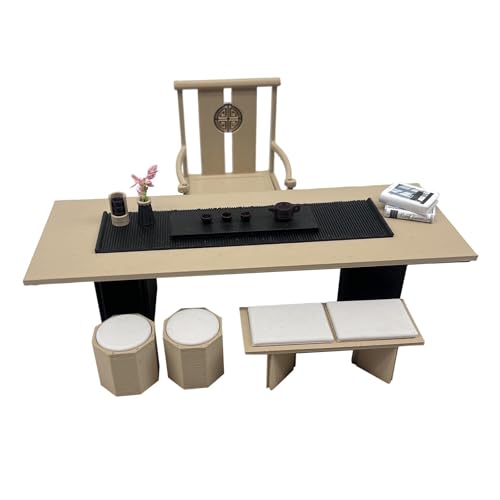 Harilla Puppenhaus Miniatur Teetisch Modell Maßstab 1/12 Winziges Ornament Rollenspiel Spielzeug Sammlerstücke Szene Zimmer Szene Dekoration von Harilla