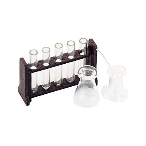 Harilla Puppenhaus Reagenzgläser im Maßstab 1:12, transparente Glasröhrchen mit Metallständer, Labordekoration, Kaffee von Harilla