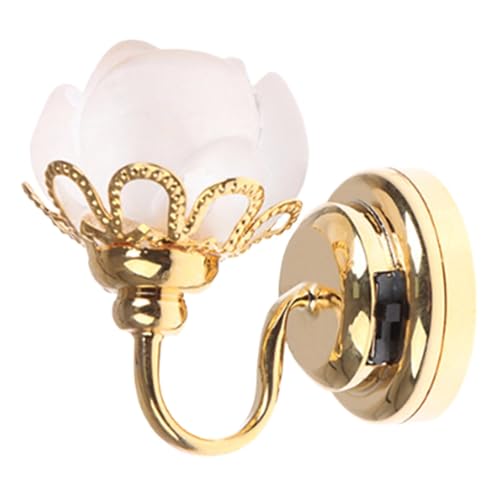 Harilla Puppenhaus-Wandlampe im Maßstab 1:12, Mini-Lampenmodell, Metall-Dekoartikel, Wandleuchte, LED-Miniatur-Wandleuchte für Schlafzimmer, Style D von Harilla