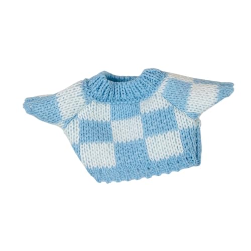 Harilla Puppenkleidung gestrickte Kleidung für 20 cm Puppen Dekorpuppenzubehör stilvoll bequemes Geburtstagsgeschenk süßer Kleid -up -Pullover, Blau Weiss von Harilla
