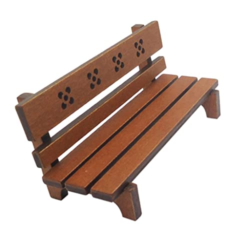 Harilla Puppenstubenmöbel, 1/12 Holzgartenbank, Parkhocker, Couch mit Rückenlehne – von Harilla