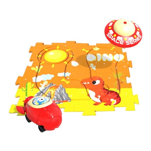 Harilla Puzzle-Spuren-Puzzle-Set mit Fahrzeug, lehrreiche Valentinstagsgeschenke für Kinder für 2-, 3-, 4-, 5- und 6-jährige Ostergeburtstagsfeiern, Dinosaurier-Thema 4tlg von Harilla