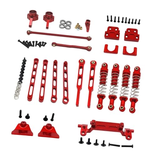 Harilla RC-Upgrade-Teile, Spurstangenhalterung, Ersatz, Metall-Stoßdämpfer vorne und hinten, RC-Zugstange für 1/12 MN82S LC79 MN82Pro DIY, Rot von Harilla きん