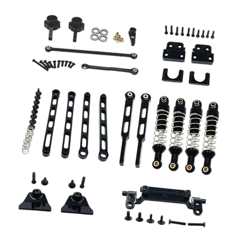 Harilla RC-Upgrade-Teile, Spurstangenhalterung, Ersatz, Metall-Stoßdämpfer vorne und hinten, RC-Zugstange für 1/12 MN82S LC79 MN82Pro DIY, Schwarz von Harilla きん