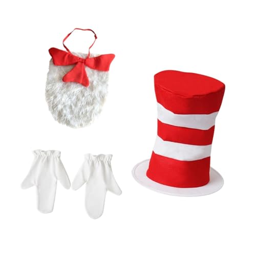 Harilla Red White Striped Hat Top Hat Kostüm Set für Festival -Themenpartys von Harilla