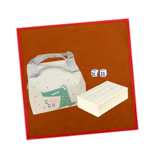 Harilla Reise-Mahjong-Set, tragbar, mit Lineal, 2 Würfeln, Tragetasche, Mini-Mahjong, chinesisches Mahjong-Spielzeug-Set, 26 mm, für Erwachsene und Kinder, Creme Farben von Harilla