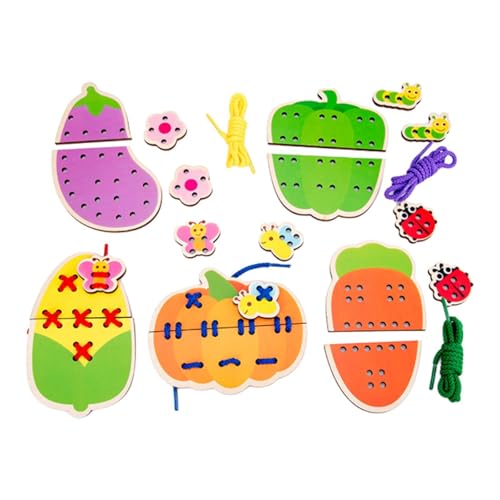 Harilla Schnürkarten Nähset Vorschulisches Lernen für Vorschulkinder und Fädelaktivität Motorikspielzeug Holznähkarten, Gemüse Harilla Schnürkarten Nähset Vorschulisches Lernen für Vorschulkinder und Fädelaktivität Motorikspielzeug Holznähkarten, Gemüse von Harilla