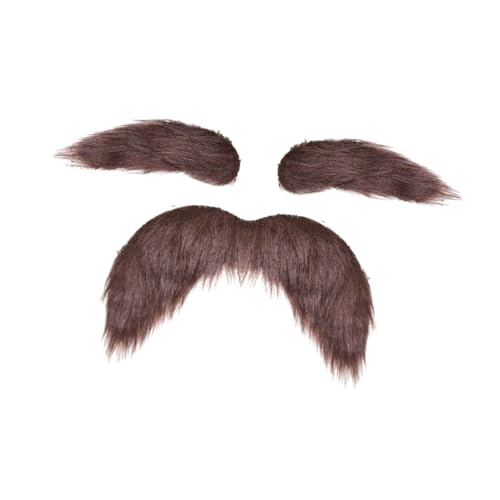 Harilla Schnurrbart Augenbrauen Kostümdekor Selbstklebler Bart für Karneval -Themenparty, Braun von Harilla