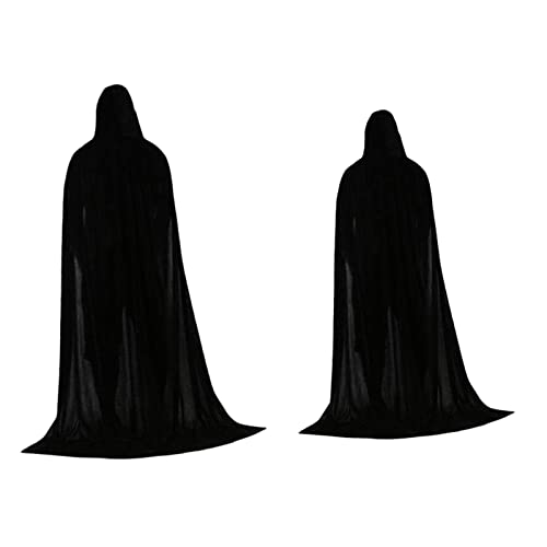 Harilla Schwarzer Kapuzenumhang für Gothic Kostüm Halloween Cosplay, 150 cm 170 cm von Harilla