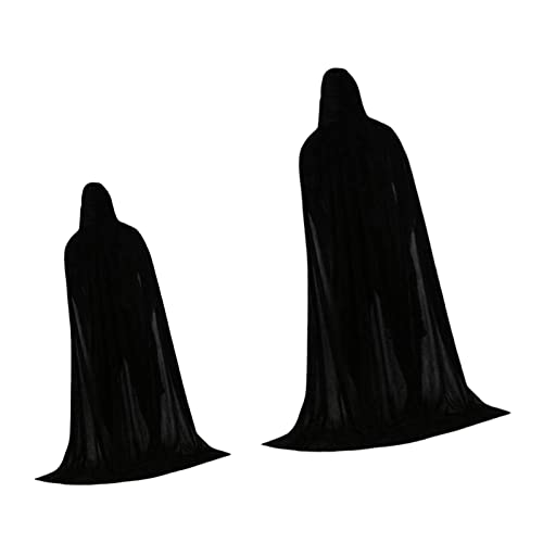 Harilla Schwarzer Kapuzenumhang für Gothic Kostüm Halloween Cosplay, 70 cm 150 cm von Harilla