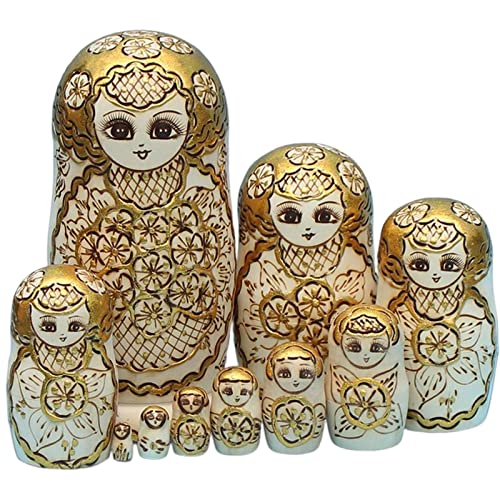 Harilla Set von 10 handgefertigten russischen Matroschka-Puppen aus Holz für Zuhause von Harilla