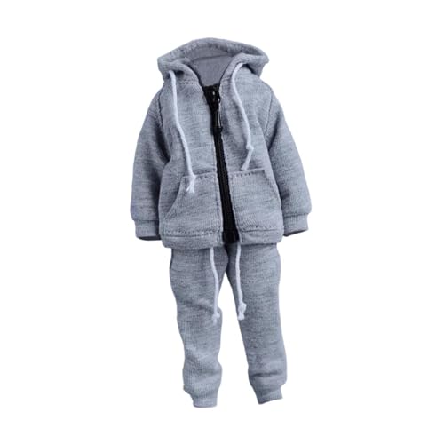 Harilla Sportbekleidung für männliche Figuren im Maßstab 1/12, Miniatur, Kapuzenpullover und Hose, modisches Alltags-Sportanzug-Kostüm für, Grau Harilla Sportbekleidung für männliche Figuren im Maßstab 1/12, Miniatur, Kapuzenpullover und Hose, modisches Alltags-Sportanzug-Kostüm für, Grau von Harilla