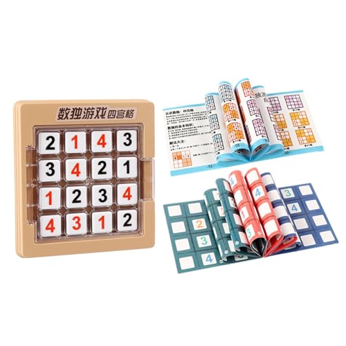 Harilla Sudoku-Puzzle, Sudoku-Trainingsgerät, tragbares Farbsortier-Lern-Gedankenrätsel-Spiel, Arithmetik-Sudoku für Sammelaktivitäten, Gelb von Harilla
