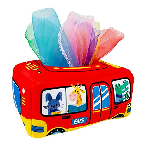 Harilla Tissue Box Spielzeug Frühes Lernspielzeug mit Schal Interaktives Entwicklungsspielzeug für Kinder Jungen Mädchen, Wagen von Harilla