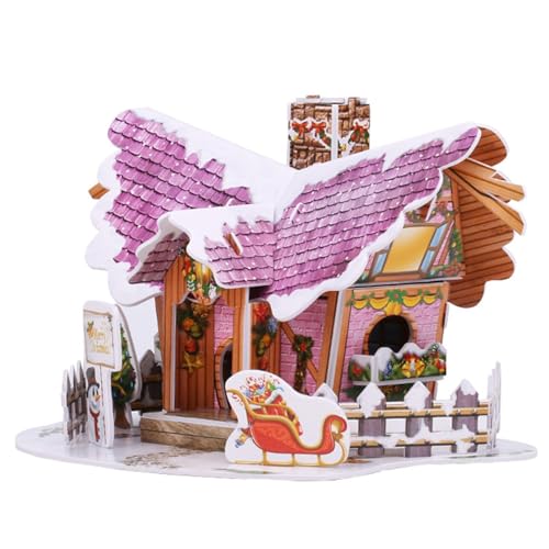 Harilla Weihnachten DIY Puzzle Haus - Kreatives BAU-Set für Kinder und Erwachsene, 22 Stück Violett von Harilla