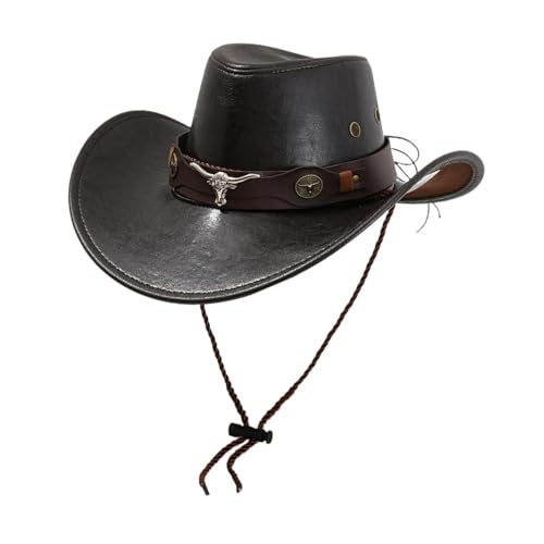 Harilla Western Cowboyhut Kopfbedeckung für Reisen Strand Karneval Musik Festival Party Gastgeschenk, Dunkelbraun Harilla Western Cowboyhut Kopfbedeckung für Reisen Strand Karneval Musik Festival Party Gastgeschenk, Dunkelbraun von Harilla