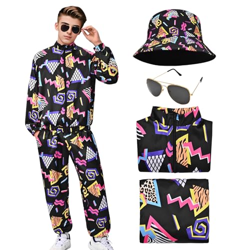 80er Jahre Outfit Damen Herren 80er Trainingsanzug Retro Kostüm Jacke Hip Hop Disco Gläser Hut Zubehör Windbreaker Karneval Halloween Party Cosplay 80er Jahre Outfit Damen Herren 80er Trainingsanzug Retro Kostüm Jacke Hip Hop Disco Gläser Hut Zubehör Windbreaker Karneval Halloween Party Cosplay von HarnyLoom
