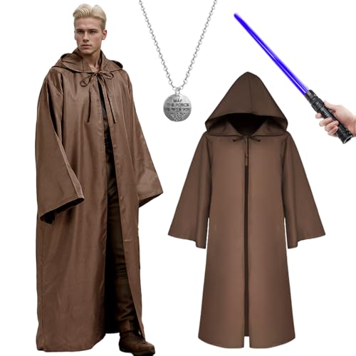 HarnyLoom Verkleidung für Erwachsene, Guerrier-Laser-Säbel-Cape-Noir-Kostüm Halloween-Karneval mit Guerrier-Militaire-Verkleidung Herren Damen-Accessoire Party-Dessin-Animé-Cosplay (Braun, 2XL) von HarnyLoom