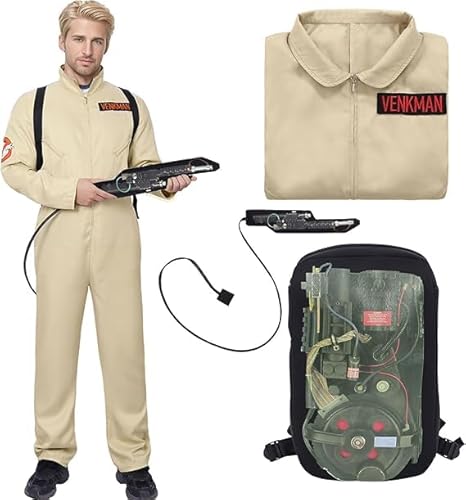 Herren-Kostüm Ghosl-Jäger Venkman, Overall und aufblasbarer Protonenrucksack, klassisches 1984er-Kostüm, Erwachsenenkostüm, Halloween-Outfit (L) von HarnyLoom