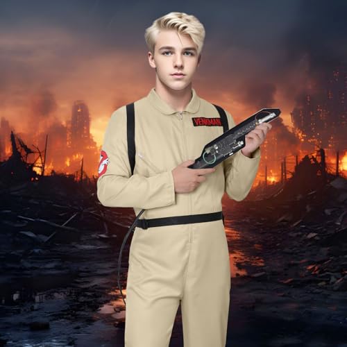 Herren-Kostüm Ghosl-Jäger Venkman, Overall und aufblasbarer Protonenrucksack, klassisches 1984er-Kostüm, Erwachsenenkostüm, Halloween-Outfit (XL) von HarnyLoom
