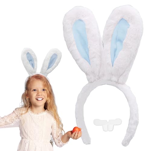 Hasenohren Haarreif für Kinder Erwachsene, Plüsch Osterhasen Ohren Osterhasenohren Ostergeschenke Hasenohren Stirnband Kostüm Party Dekoration Karneval Cosplay (Blau Weiß) von HarnyLoom