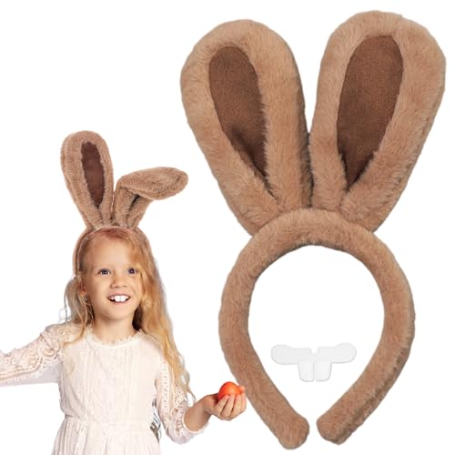 Hasenohren Haarreif für Kinder Erwachsene, Plüsch Osterhasen Ohren Osterhasenohren Ostergeschenke Hasenohren Stirnband Kostüm Party Dekoration Karneval Cosplay (Braun) von HarnyLoom