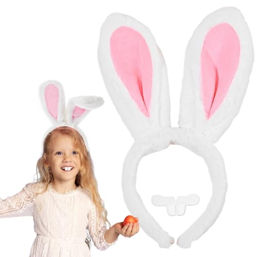 Hasenohren Haarreif für Kinder Erwachsene, Plüsch Osterhasen Ohren Osterhasenohren Ostergeschenke Hasenohren Stirnband Kostüm Party Dekoration Karneval Cosplay (Weiß) von HarnyLoom