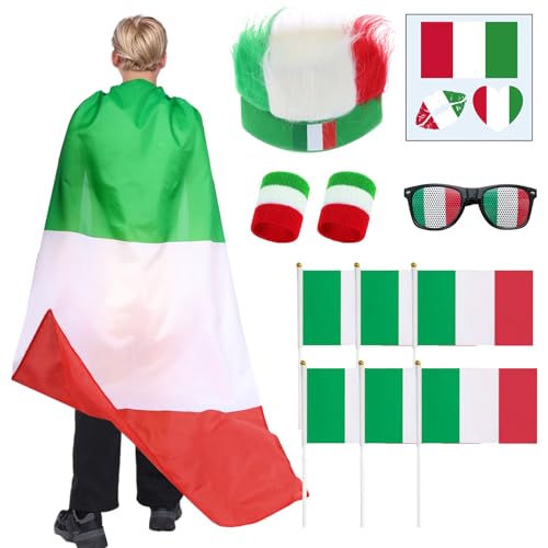 Partydekorationszubehör Spiele Sonnenbrillen, Armbänder, Perücken, wasserfeste Gesichtspflaster, italienische Flagge, Fahnenschwinger mit Stange Partydekorationszubehör Spiele Sonnenbrillen, Armbänder, Perücken, wasserfeste Gesichtspflaster, italienische Flagge, Fahnenschwinger mit Stange von HarnyLoom