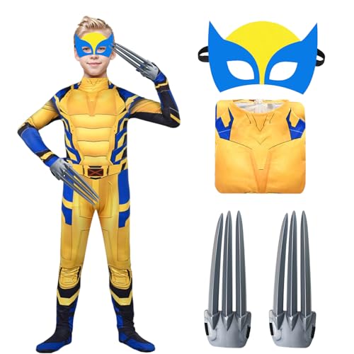 Superhelden-Kostüm, Superhelden-Kostüm, für Jungen und Mädchen, Cosplay, Overall, Zubehör, Kindermaske, figurbetonter Overall, Halloween, Karneval (110) von HarnyLoom